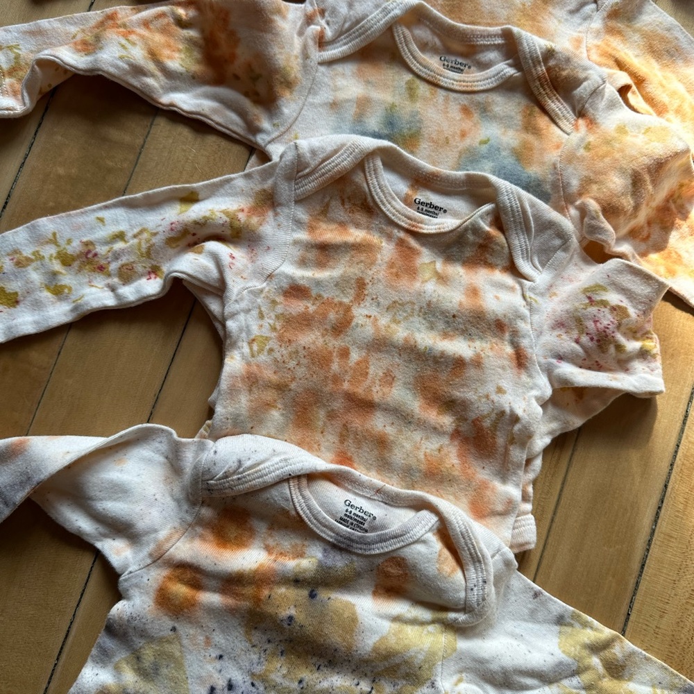 lot of 6 Botanically dyed Long Sleeve Onesies